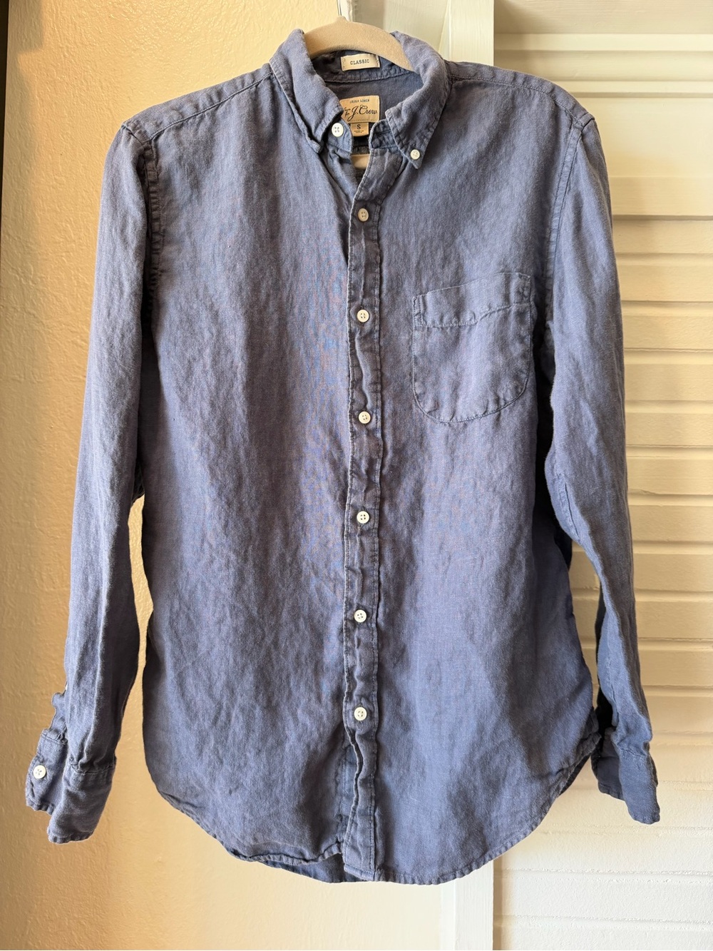 J.Crew Irish Linen Classic Button Down Shirt Blue Size Small